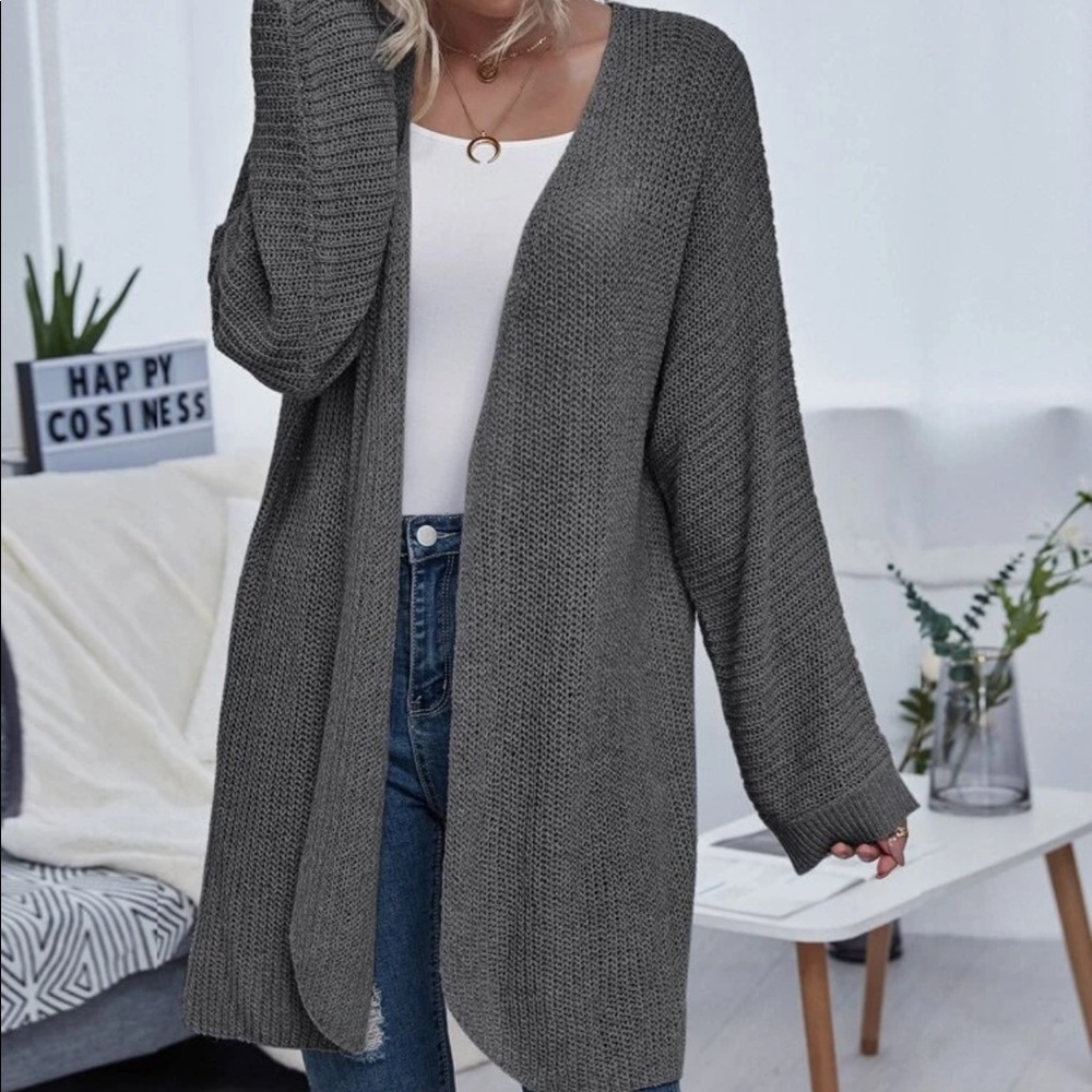 Grey knit cardigan